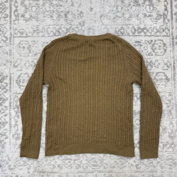 Tommy Hilfiger Cable Knit V Neck Pullover Sweater Womens Brown Cotton Size Large - Picture 4 of 5
